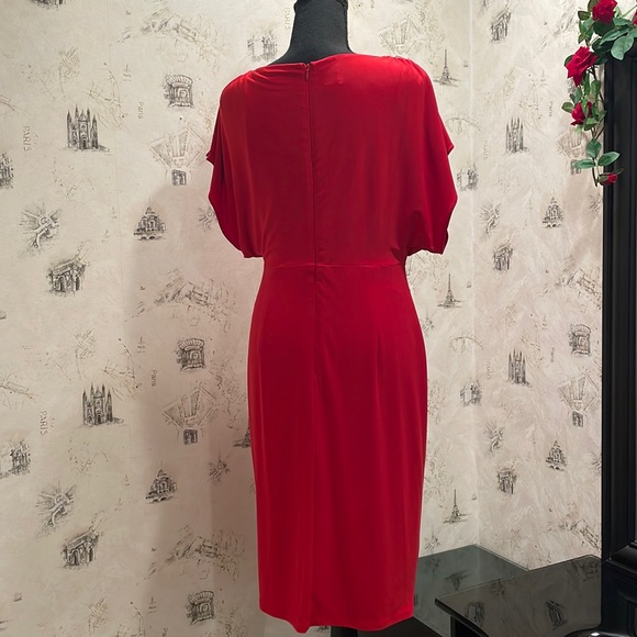 Anne Klein Red Dress with Flutter Sleeves - Picture 2 of 8